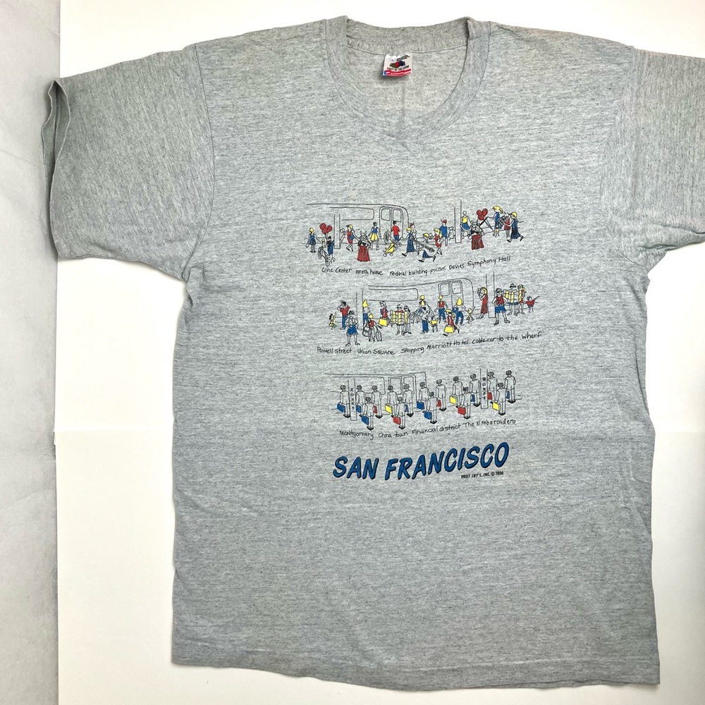 Vintage Single Stitch 1990 San Francisco Fruit of the Loom Made in USA Large Tee - Picture 5 of 10